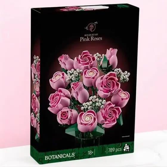 Valentine's Day Gift Set, 789pcs/set Passionate Rose Bouquet Building Blocks, DIY Artificial Roses Bouquet, 10374 Model,