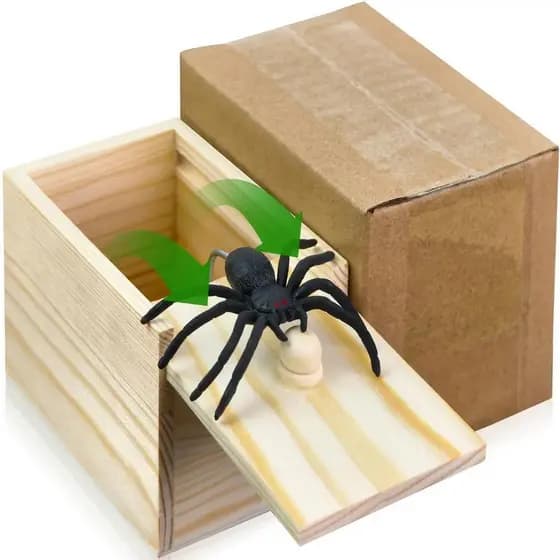 Caixa de Pegadinha de Aranha de Madeira, 1 Peça, Caixa de Surpresa de Dinheiro Durável Feita à Mão, Brinquedo de Novidad