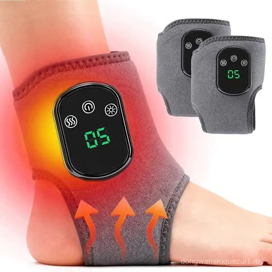 Massageador de pés e tornozelos de 2 peças com função de aquecimento, compressa quente portátil, 3 modos de vibração e 5