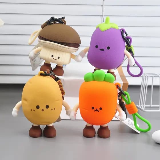 Q versão Silicone fone de ouvido saco moeda bolsa série vegetal dos desenhos animados saco armazenamento saco