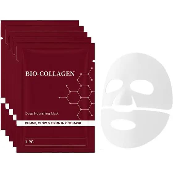 Máscara Facial de BioColágeno, Máscara Antirrugas, Hidratação Profunda e Efeito Vidro, Reduz Linhas Finas e Rugas, Fórmu
