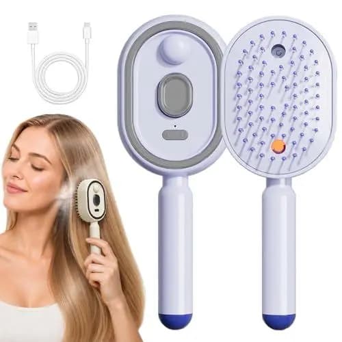 Escova de Massagem com Almofada de Ar 3 em 1, Escova de Cabelo Retrátil Multifuncional com Reservatório de Água, Escova