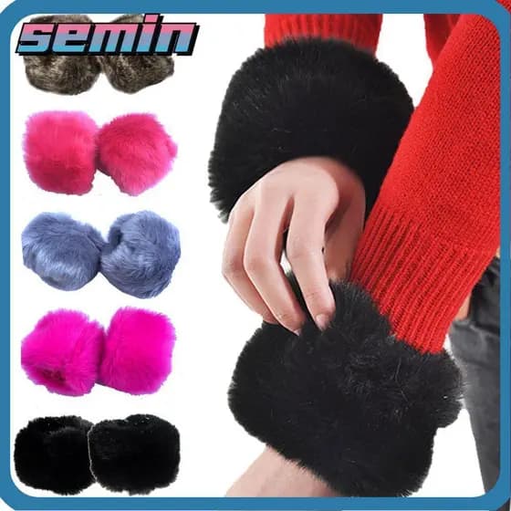 Punhos Elásticos Quentes e Peludos SEMIN para Casacos e Jaquetas de Lã com Mangas Longas e Punhos Peludos QN8A