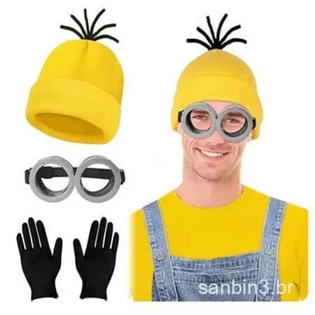 Fantasia de Cosplay dos Minions do Meu Malvado Favorito, Chapéu Amarelo, Luvas Elásticas, Óculos Steampunk, Fe U6RI