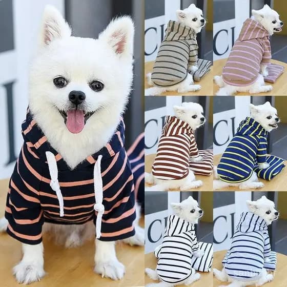 Roupas Para Animais De Estimação Cão Hoodies Listra Filhote De Cachorro Gato Algodão Moletom Buldogue Francês Chihuahua