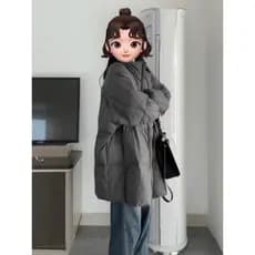 Novo casaco casual de inverno feminino 2025, estilo coreano, casaco de algodão grosso e solto de comprimento médio, eleg