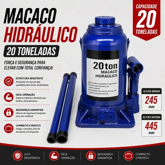 Macaco Hidráulico 20t Tipo Garrafa LNG Original Completo Para Linha Pesada