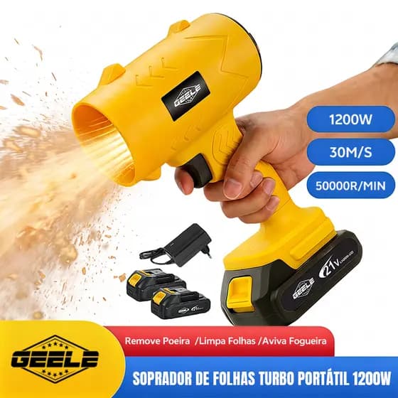 Soprador De Folhas Turbo Recarregável Portáti 21V 2 Baterias Forte Soprador Folhas