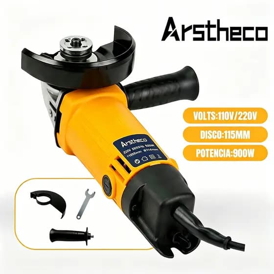 Esmerilhadeira Lixadeira Angular 900W 115mm (4.1/2") 12000RPM Potência para Cortes e Lixamento