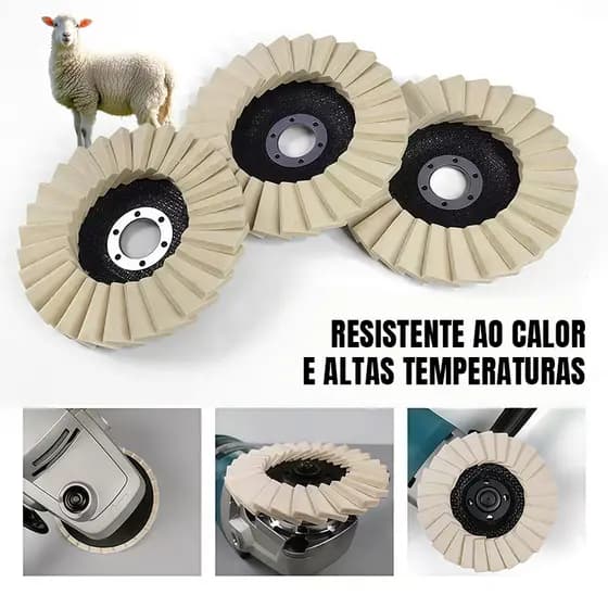 Disco Flap Feltro para Polimento 115mm Inox Mármore Granito Alumínio Madeira Polimento Multiuso