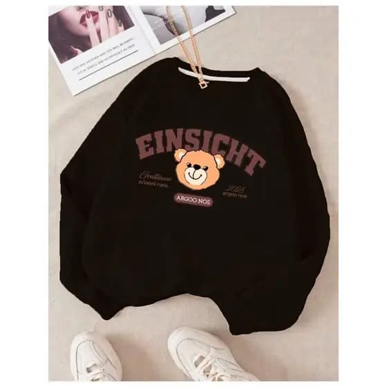 Moletom Careca Urso Einsicht (FRENTE) Gola Redonda Casaco Masculino Feminino Flanelado Unissex Inverno Frio Algodão