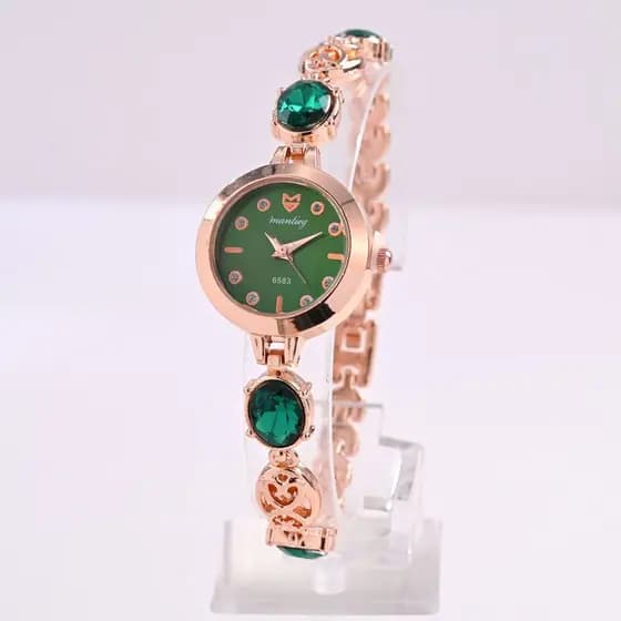Relógio de quartzo feminino com pulseira, incrustado com calcedônia e diamantes, relógio de quartzo feminino de moda e l