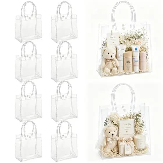 Um conjunto de 10 sacolas transparentes de PVC, adequadas para sacolas de presente, podem ser usadas para presentes devo