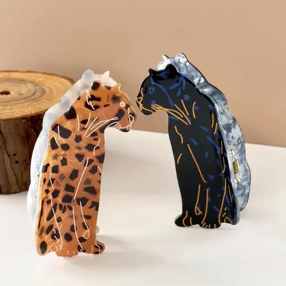 Presilha de cabelo com estampa de leopardo estilo americano, presilha de cabelo com padrão de pantera negra, acessório 1