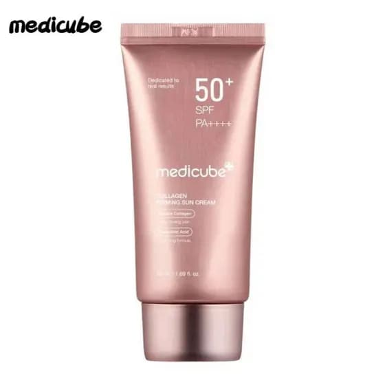Protetor Solar Firmador de Colágeno Medicube 50ml Nu Facial Protector SPF50 Leve, Elástico, Iluminador, Hidratante e Con