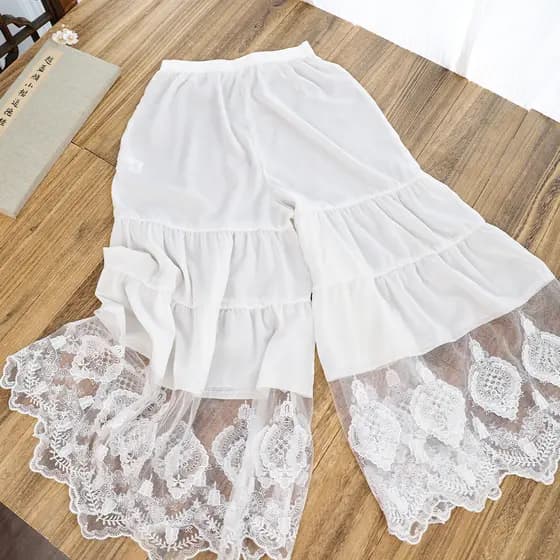 Branco, fofo e jovial, nova camada base de cheongsam estilo 2025, saia-calça de estilo chinês, simples e versátil para u