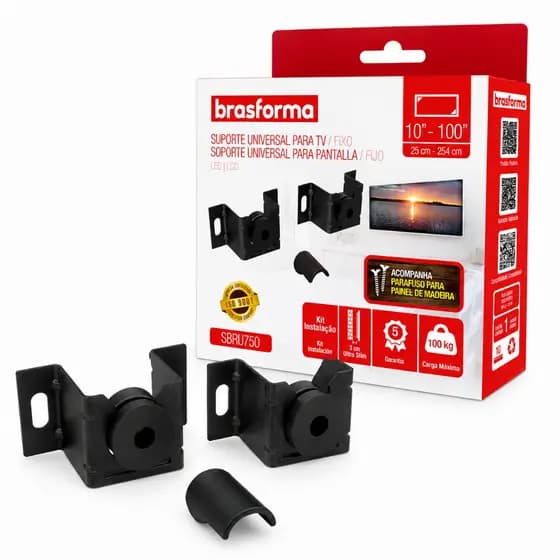 Suporte TV Fixo Brasforma SBRU750 Universal 10" a 100" LED LCD Smart TV 100kg
