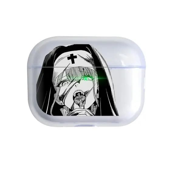 A capa protetora macia Azeyao com tema de freira de anime é adequada para fones de ouvido sem fio Apple Airpods 2 Pro 3,