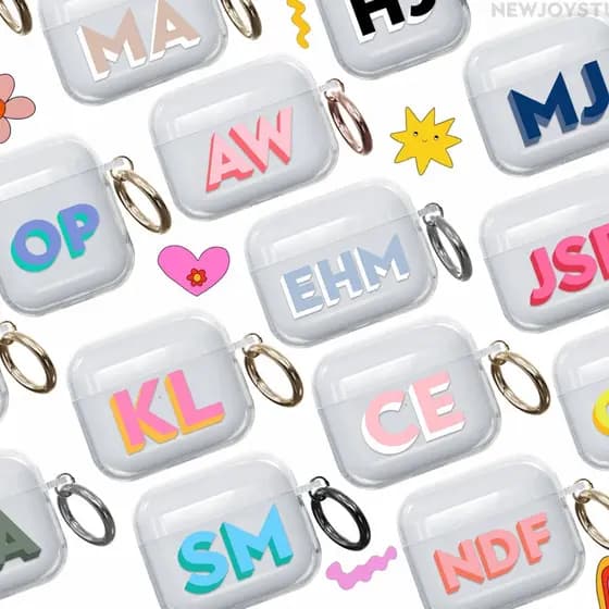Capa Protetora Personalizada com Combinação de Letras Arco-Íris, Adequada para Airpods 4 1 2 3, Capa Transparente de Sil