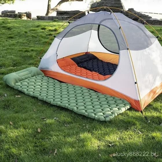 Colchão de dormir portátil para acampamento ao ar livre/travesseiro inflável/Ultra leve/bomba embutida inflável/viagem/c