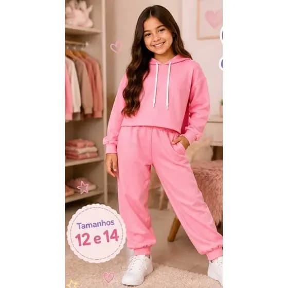 ✨ Conjunto Infantil Feminino com Capuz – Tamanhos ✨ Conforto, estilo e muito charme em um só look! 💕 ...................