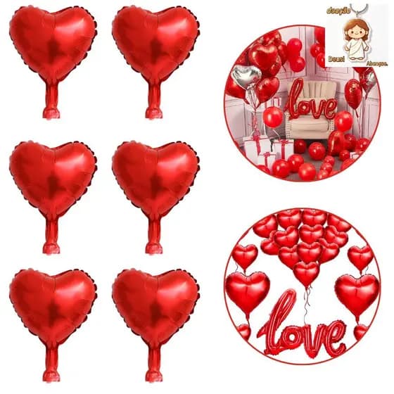 50 Mini Balão Metalizado Coração Vermelho 12cm 10 Polegadas Dia dos Namorados Casamento Dia das Mães Surpresa Romântica