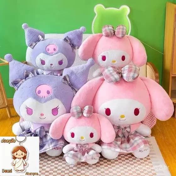 Pelúcia Kawaii Sanrio 50cm – Kuromi ou My Melody | Presente Fofo e Gigante