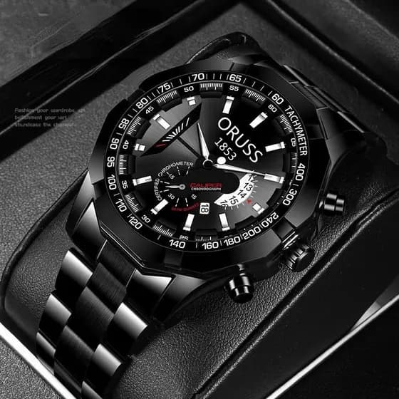 Relógio masculino de aço inoxidável à prova d'água moda de luxo negócios calendário automático de quartzo luminoso