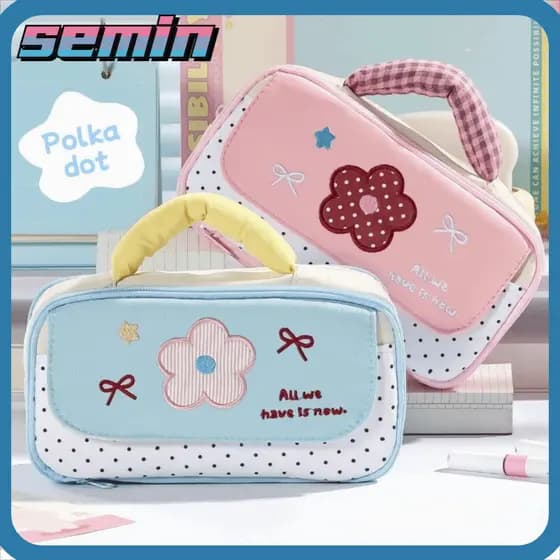 Bolsa de Papelaria SEMIN, Porta-Canetas com Zíper, Estojo para Canetas com Múltiplos Compartimentos e Alça Macia para Us