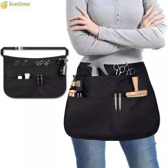 Avental de Barbeiro LONTIME, Bolsa de Cintura para Cabeleireiro à Prova de Descolorante com 5 Bolsos para Corte de Cabel