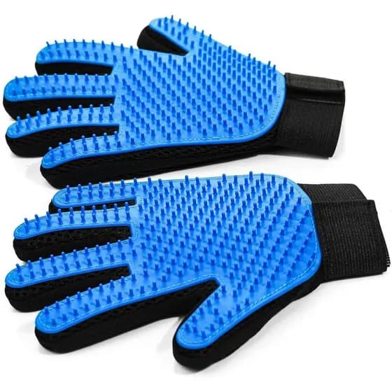 Pet Hair Removal Glove for Dogs & Cats, 2-in-1 Deshedding Brush & Massage Mitt - Grooming Gloves for Shedding Control, B