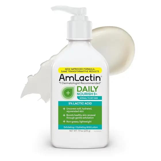 AmLactin Daily Nourish - Loção Terapêutica para Rosto e Corpo para Pele Seca - Esfoliante e Hidratante Sem Esfoliação co