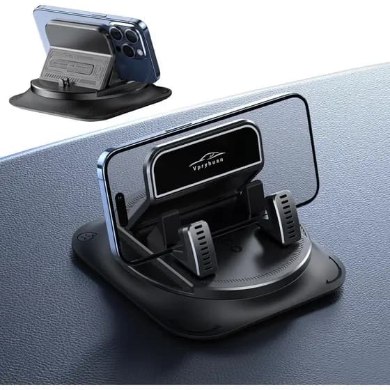 Suporte de Telefone para Painel de Carro com Rotação de 360 Graus, Antiderrapante e Operação com Uma Mão, com Clipe de M