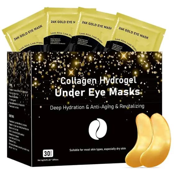 Adofect Patches para Olhos, 30 Pares, Máscara para Olhos com Ouro 24K e Ácido Hialurônico para Olheiras e Olhos Inchados