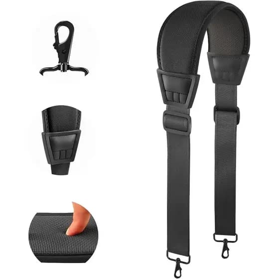 Alça de Ombro Universal FIEIL de 67", Alça de Bolsa Acolchoada em Neoprene com Fivelas Duplas Ajustáveis e Ganchos de Me