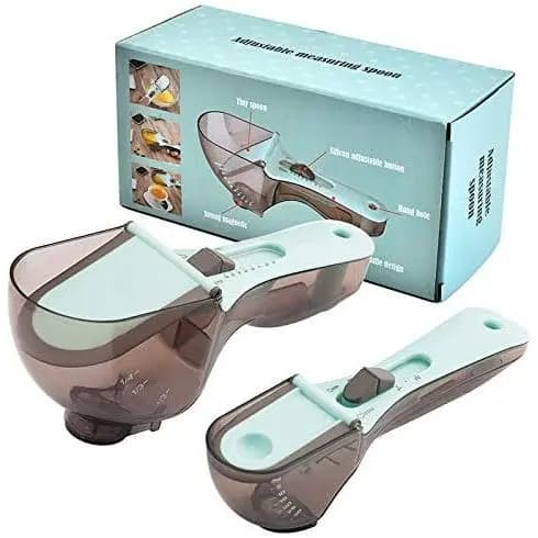 Conjunto de Colheres Medidoras Ajustáveis – Utensílios de Cozinha de Plástico para Confeitaria e Culinária (Colher Medid