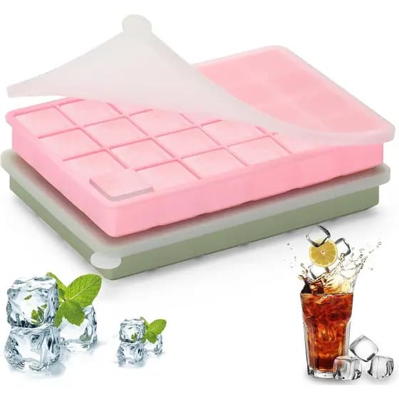 Forma de Gelo de Silicone, Forma de Gelo Flexível de Fácil Remoção com Tampa Removível, 24 Pequenos Cubos de Gelo por Fo