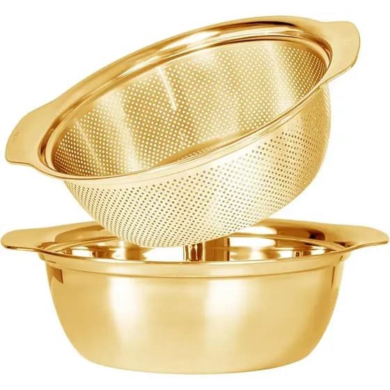 Conjunto de Escorredor de Malha Fina em Aço Inoxidável 304 Paoli, Escorredor de Grande Capacidade de 2QT com Tigela para