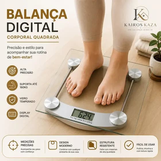 Balança Digital Para Banheiro com Vidro Temperado
