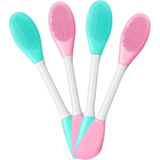 4 Escovas de Limpeza Facial de Silicone, 2 em 1, Escova de Limpeza Facial Premium para Limpeza Profunda dos Poros, Esfol