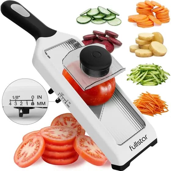 Cortador de Legumes Manual 2 em 1 Fullstar para Cozinha - 4 Configurações de Espessura, Cortador de Cebola, Lâmina para