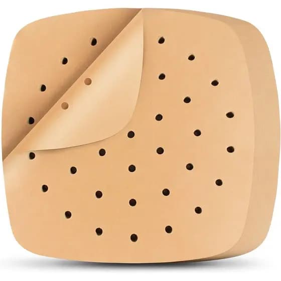 Forros para Air Fryer, 200 Peças Quadradas, Folhas de Papel Manteiga Perfuradas de 8,5 Polegadas para Assar, Papel Mante
