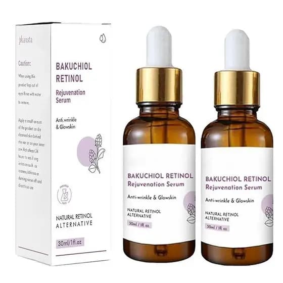 Sérum Rejuvenescedor de Bakuchiol e Retinol, Antirrugas e para Pele Radiante, 2 Peças DCZL