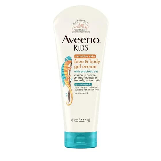 Aveeno Gel Creme para Rosto e Corpo para Crianças com Aveia Prebiótica, Hidratação Clinicamente Comprovada por 24 Horas