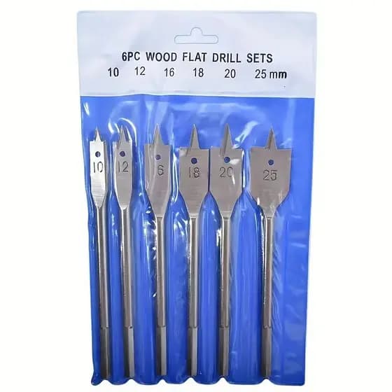 6pc Cor natural Três Pontas Broca Plana Alça hexagonal Carpintaria Buraco Abridor Placa De Madeira Conjunto De Ferrament