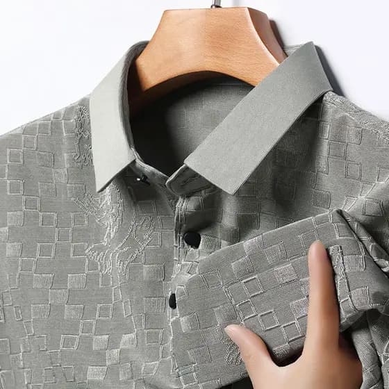 Camiseta masculina de manga curta seda gelo secagem rápida bolso Real camisa POLO verão meia-idade idoso pai nós