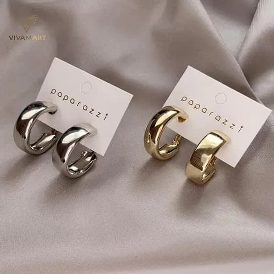 Vivamart 1 Par De Brincos De Argola Modernos E Simples Cor Prata Para Mulheres Meninas Círculo Dourado