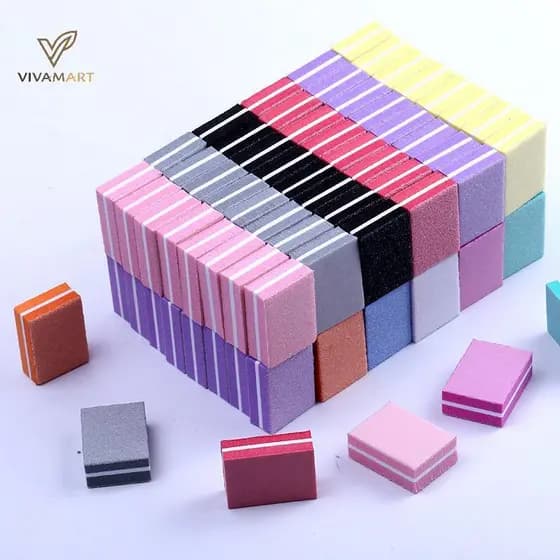 Vivamart 50 Pçs Mini Arquivos De Esponja De Unhas Buffer Blo Polimento Lixamento 100/180 Grão Dupla Face Ferramenta De P