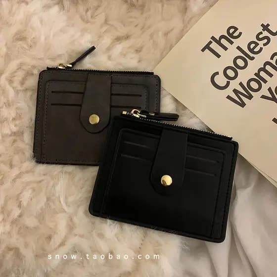 carteira feminina carteira feminina pequena Série cinza ins estilo nicho Design estilo fino bolsa de moedas feminina peq