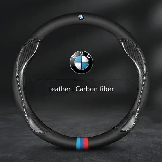 Capa de volante de carro em couro e fibra de carbono, adequada para BMW X1 X3 X5 X7 G20 G30 E39 E46 E87 E90 E92 F10 F15